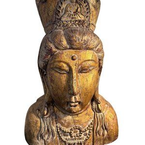 Gilded Buddha Bust Sculpture